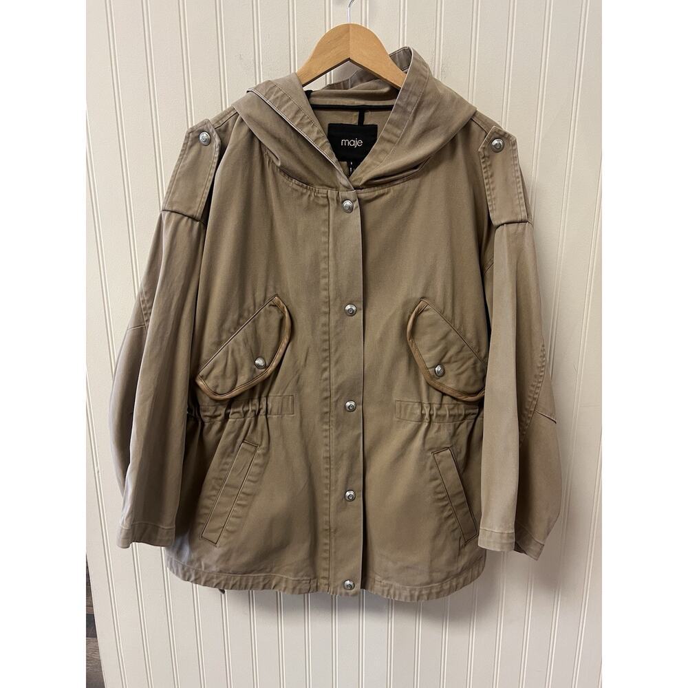 Maje Oversized Cotton Coat Camel Size 1 Small Can Fit M & L - Picture 7 of 11